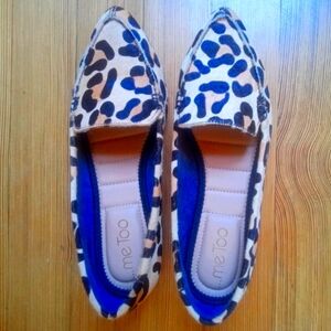 Me Too Audra Leather Loafer Calfskin Leopard Print Flats sz 6.5